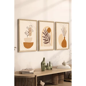 3 Parça Ahşap Çerçeve Görünümlü Mdf Poster Tablo Seti - Set 101