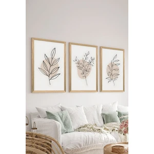 3 Parça Ahşap Çerçeve Görünümlü Mdf Poster Tablo Seti - Set 32