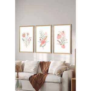 3 Parça Ahşap Çerçeve Görünümlü Mdf Poster Tablo Seti - Set 100