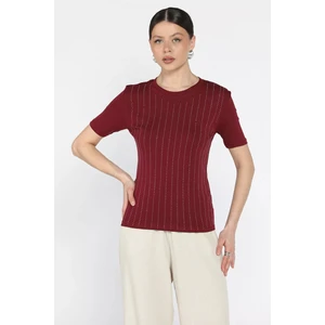 Kadın Bisiklet Yaka Taş Işlemeli Likralı Bluz P-00016687