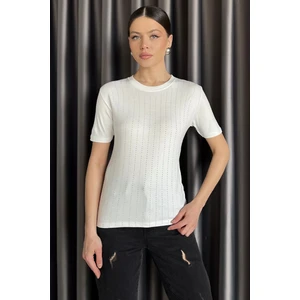 Kadın Bisiklet Yaka Taş Işlemeli Likralı Bluz P-00016687