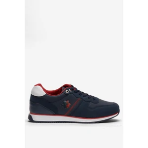 Erkek Günlük Cilt Sneaker Ayakkabı LACİVERT - BEYAZ