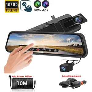 CC63 10" Dokunmatik Ekran FullHD 1080P Hafıza Araç Içi Çift Lens Kamera (Çakmaklık Adaptörü)
