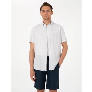 Pierre Cardin Erkek Taş Keten Karışımlı Regular Fit Kısa Kollu Gömlek 50303418-VR049