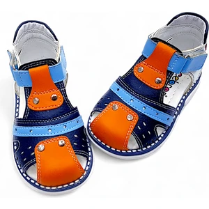 Ortopedik Erkek Bebek ve Çocuk Sandaleti Hummer Serisi HMR2408 Lacivert Turuncu Mavi 24