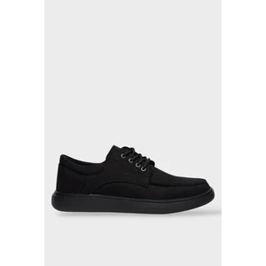 Erkek Keten Gabardin Kumaş Günlük Sneaker Ayakkabı Siyah