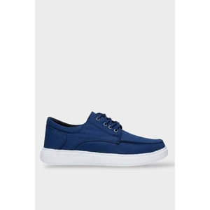 Erkek Keten Gabardin Kumaş Günlük Sneaker Ayakkabı Lacivert
