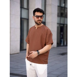 Keten Oversize Tişört (Manken BOY:183 Kilo:80 Beden:m)