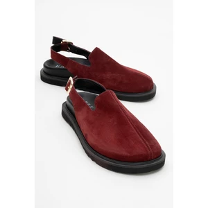 Laby Bordo Süet Hakiki Deri Kadın Sandalet