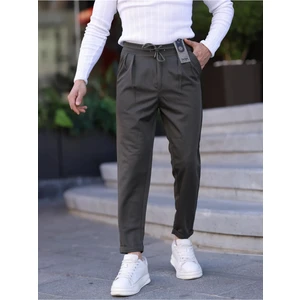 Erkek Örme Kumaş Pileli Duble Paça Rahat Kalıp Casual Jogger Pantolon