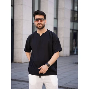 Keten Oversize Tişört (Manken BOY:183 Kilo:80 Beden:m)