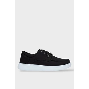Erkek Keten Gabardin Kumaş Günlük Sneaker Ayakkabı Siyah