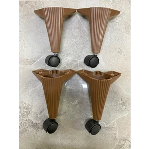 Tekerlekli Sihirli Sehpa Çizgili Masa Ayağı 360 Derece Dönebilen 20 cm 4 Adet Ceviz. Vida Hediyeli