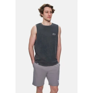 Elton Siyah Bisiklet Yaka Sıfır Kol Yıkamalı Baskılı Oversize Erkek Tshirt