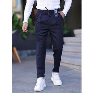 Erkek Örme Kumaş Pileli Duble Paça Rahat Kalıp Casual Jogger Pantolon