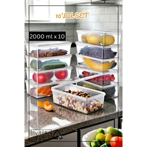 10 Adet Kendinden Kapaklı Derin Donduruyucuya Uygun Saklama Kabı - 10 Adet 2 Lt