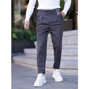 Erkek Örme Kumaş Pileli Duble Paça Rahat Kalıp Casual Jogger Pantolon
