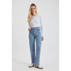 11104 Likralı Bol Paça Pantolon Buz