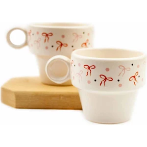 Kurdela Tasarımlı 2'li Espresso Bardak Seti - Hediye Seramik Fincan