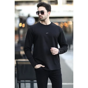 Erkek Bisiklet Yaka Baskı Detaylı 2iplik Sweatshirt Siyah - 5725