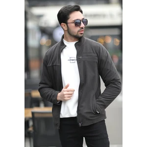 JB John Borners Erkek Tam Fermuarlı Cep Detaylı Dik Yaka Polar Antrasit - 6054