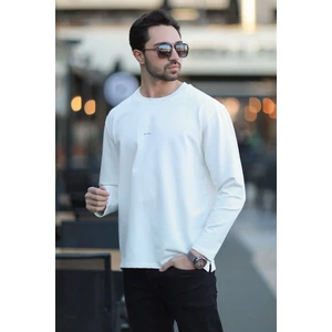 Erkek Bisiklet Yaka Baskı Detaylı 2iplik Sweatshirt Beyaz - 5725