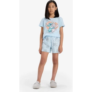 Kız Çocuk Disney Lilo & Stitch Pijama Takımı Kısa Kollu Üst Şort E6241A825SP
