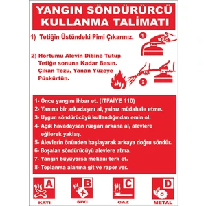 Yangın Söndürücü Kullanma Talimatı Levhası