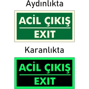 Fotolümen Fosforlu Acil Çıkış/exıt Yön Levhası