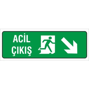 Iş Güvenliği Uyarı Levhası ( Acil Çıkış Sağ Alt ) 12X34 Cm. (FD-1234-004)