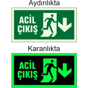 Acil Çıkış Levhası Aşağı Yönlü Oklu