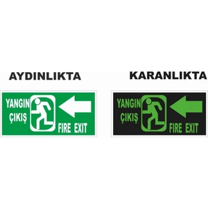 Yangın Çıkış Sol Ok Fosforlu Levha