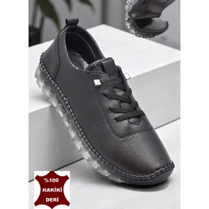 211 Tam Ortopedik Hafif Dolgu Taban Günlük  Deri Kadın Ayakkabı