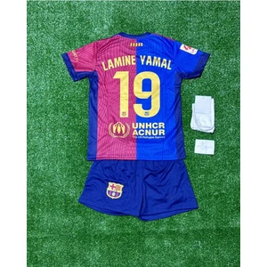 B.A.R.C.E.L.O.N.A Lamine Yamal Yeni Sezon Iç Saha Çocuk Forması 4lü Set Çorap-Bileklik Hediyeli Asf
