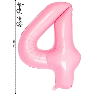 Folyo Balon 4 Rakamı Helyum Balon 76  cm  Pembe Renk - 4 Yaş Balonu - 4 Rakam Balon - 34 Inch