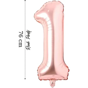 Folyo Balon 1 Rakamı Helyum Balon 76  cm  Rose Renk - 1 Yaş Balonu - 1 Rakam Balon - 34 Inch