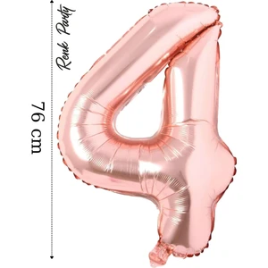 Folyo Balon 4 Rakamı Helyum Balon 76  cm  Rose Renk - 4 Yaş Balonu - 4 Rakam Balon - 34 Inch