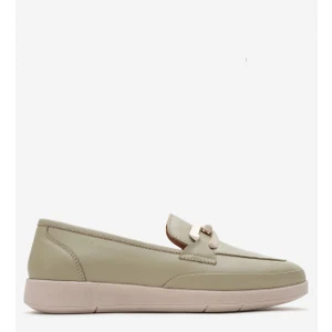 Kadın Ortopedik Tokalı Günlük Loafer Ayakkabı Gerçek Deri Cr 2202 Su Yeşili