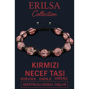 Sertifikalı Terahertz & Kırmızı Necef Taşı Bileklik – Tutku, Güç ve Zihinsel Koruma