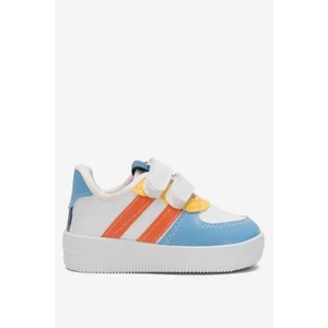 Çocuk Sneaker Spor Ayakkabı Mavi Turuncu Suni Deri Düz Taban Erkek Çocuklar İçin