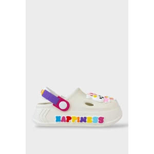 Çocuk Günlük Ortopedik Kaymaz Taban Figürlü Sandalet Terlik Krem