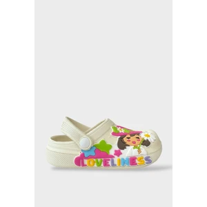 Çocuk Günlük Ortopedik Kaymaz Taban Figürlü Sandalet Terlik KREM