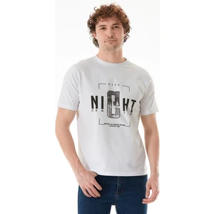 Night Yazı Baskılı Bisiklet Yaka Tişört