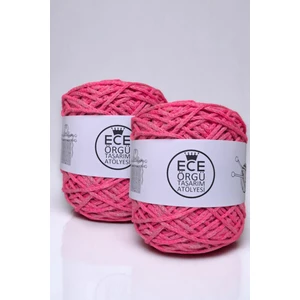Ece Örgü Tasarım Atölyesi Pembe Renkli Pamuk Makrome El Örgü İpi (200 Gr.)
