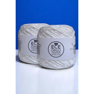 Ece Örgü Tasarım Atölyesi Saf Beyaz, Bükümlü, %50 Bambu %50 Koton El Örgü İpi (200 Gr.)