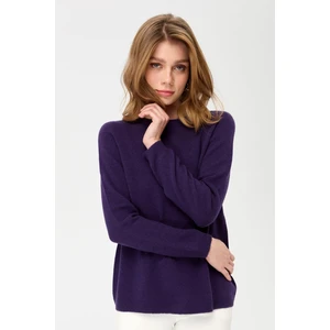 Desen Triko Kadın Sıfır Yaka Klasik Yün Kazak K.Mor