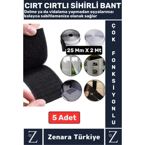 Montaj Gerektirmeyen Iz Bırakmaz Süper Güçlü Çok Amaçlı Cırt Cırtlı Sihirli Bant 25MM x 2metre 5ADET