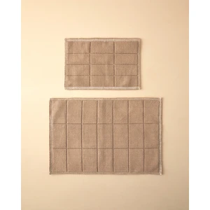 English Home Classy Diamond Pamuklu Bukle Banyo Paspası Seti 60X90 + 40X60 cm Bej