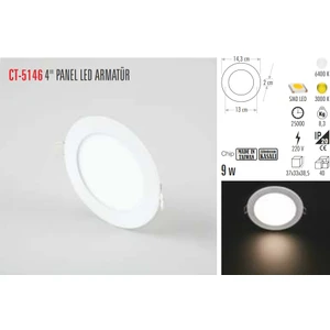 Ct-5146 9W 4 İnç Slim Led Panel Armatür