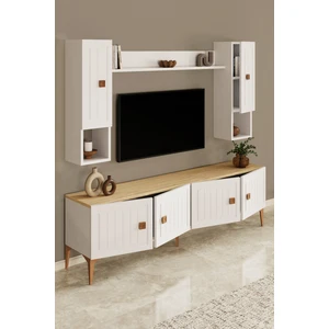 %100 Mdf Tv Ünitesi 180 cm Desenli Dolaplı Raflı Tv Ünitesi